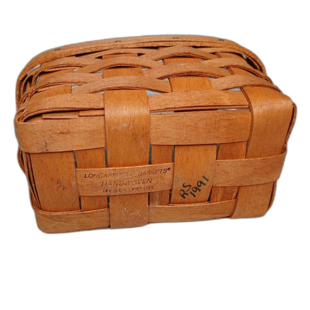 Longaberger Baskets USA Handwoven Vintage 1991 Signed 2 Handles 5" x 2.5" x 3" - Picture 5 of 6